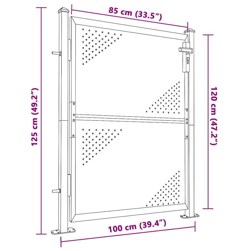 vidaXL Πόρτα Περίφραξης Κήπου 100 x 125 εκ. από Ανοξείδωτο Ατσάλι