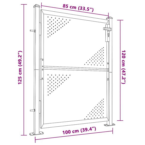 vidaXL Πόρτα Περίφραξης Κήπου 100 x 125 εκ. από Ανοξείδωτο Ατσάλι
