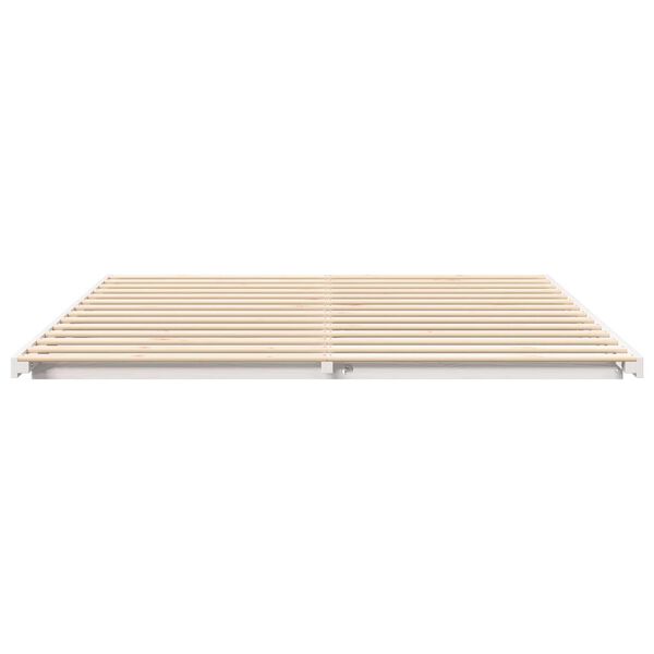 vidaXL Κρεβάτι δαπέδου Λευκό 180 x 220 εκ. Μασίφ ξύλο πεύκου