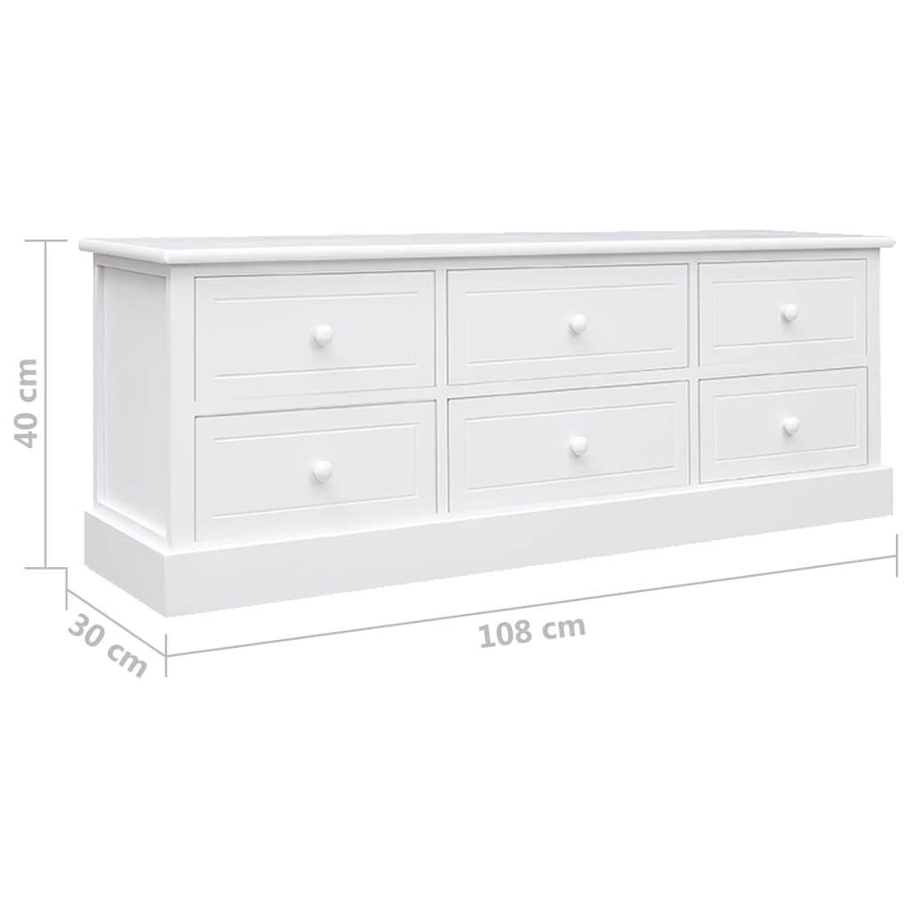 vidaXL Έπιπλο Τηλεόρασης Λευκό 108x30x40 εκ. από Μασίφ Ξύλο Παυλώνιας