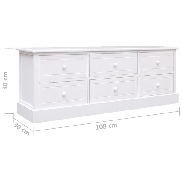 vidaXL Έπιπλο Τηλεόρασης Λευκό 108x30x40 εκ. από Μασίφ Ξύλο Παυλώνιας