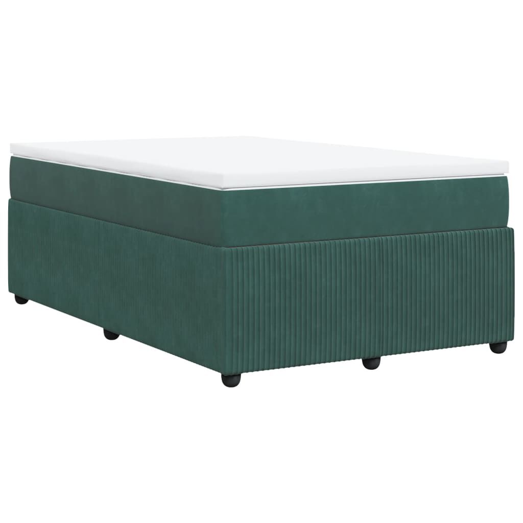 vidaXL Κρεβάτι Boxspring με Στρώμα Σκούρο Πράσινο 120x200εκ. Βελούδινο