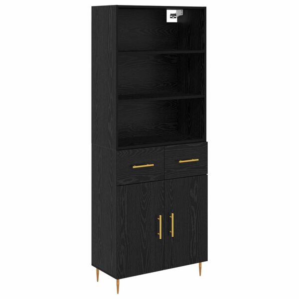 vidaXL Highboard &Mu;&alpha;ύ&rho;&eta; &Omicron;&xi;&upsilon;ά 69,5 x 34 x 180 &epsilon;&kappa;. &Epsilon;&pi;&epsilon;&xi;&epsilon;&rho;&gamma;&alpha;&sigma;&mu;έ&nu;&omicron; &xi;ύ&lambda;&omicron;