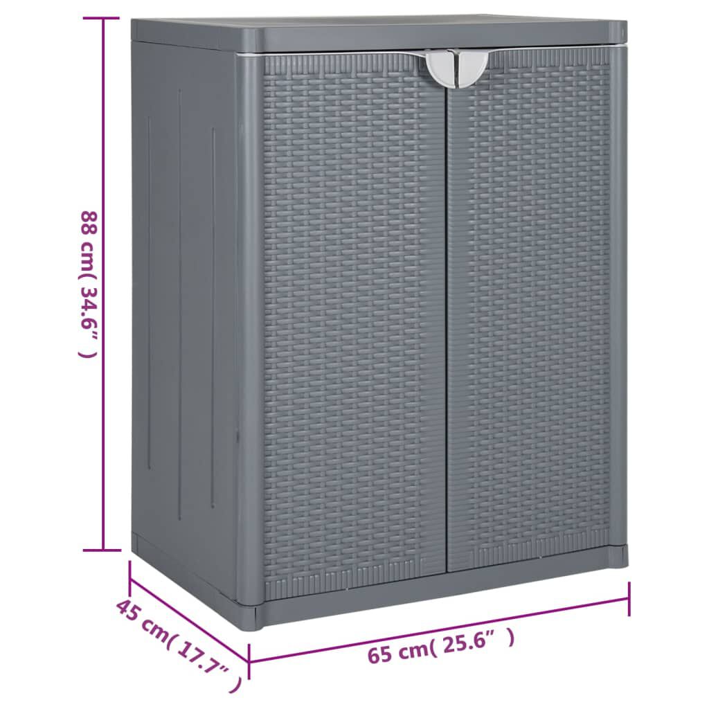 vidaXL Ντουλάπι Αποθήκευσης Κήπου Γκρι 65x45x88 εκ. από Ρατάν PP