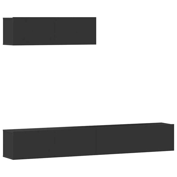 vidaXL Σετ Επίπλου Τηλεόρασης 3 Τεμαχίων Μαύρο από Επεξεργασμένο Ξύλο