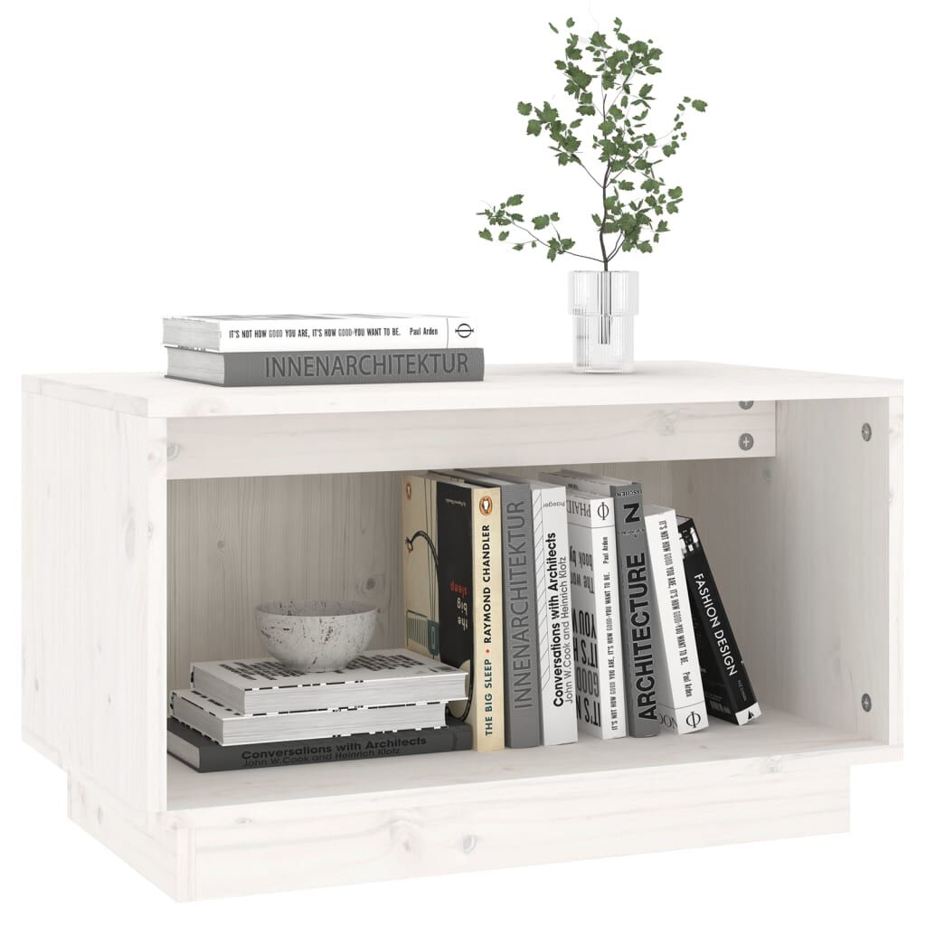 vidaXL Έπιπλο Τηλεόρασης Λευκό 60 x 35 x 35 εκ. από Μασίφ Ξύλο Πεύκου