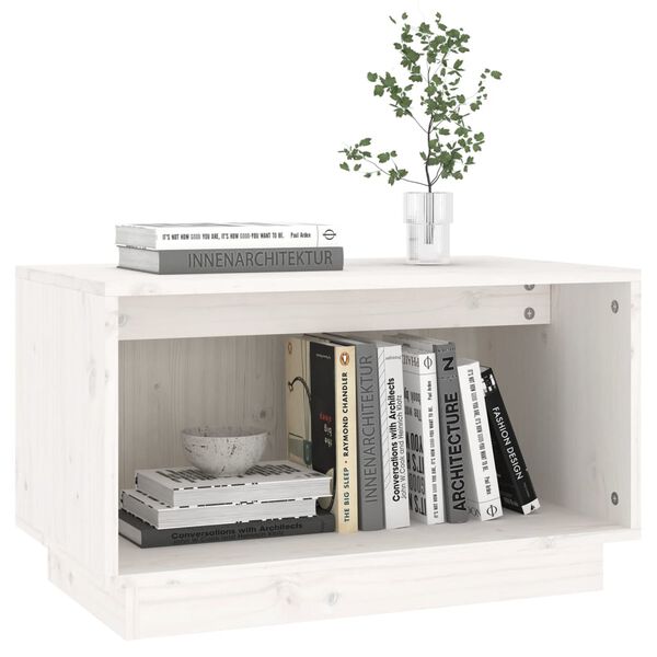vidaXL Έπιπλο Τηλεόρασης Λευκό 60 x 35 x 35 εκ. από Μασίφ Ξύλο Πεύκου