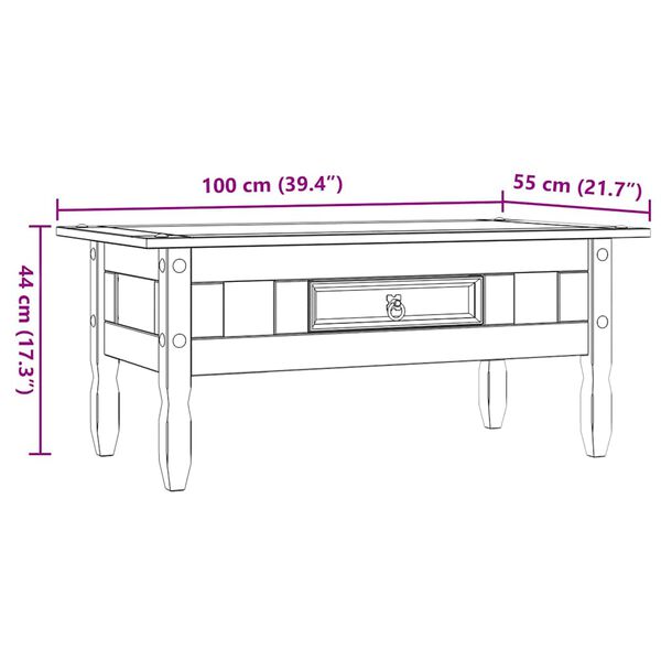 vidaXL Τραπέζι Σαλονιού Μεξικ. Στιλ Corona Λευκό 100x55x44 εκ. Πεύκο