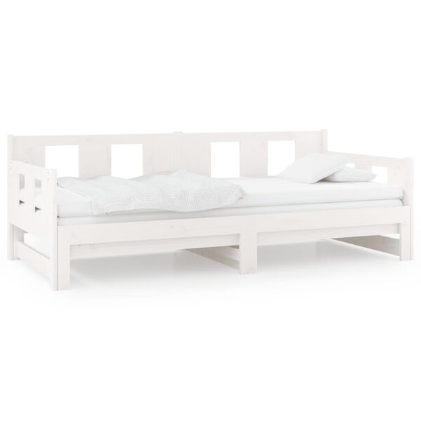 vidaXL Καναπές Κρεβάτι Συρόμενος Λευκός 2x(90x190) εκ. από Μασίφ Πεύκο