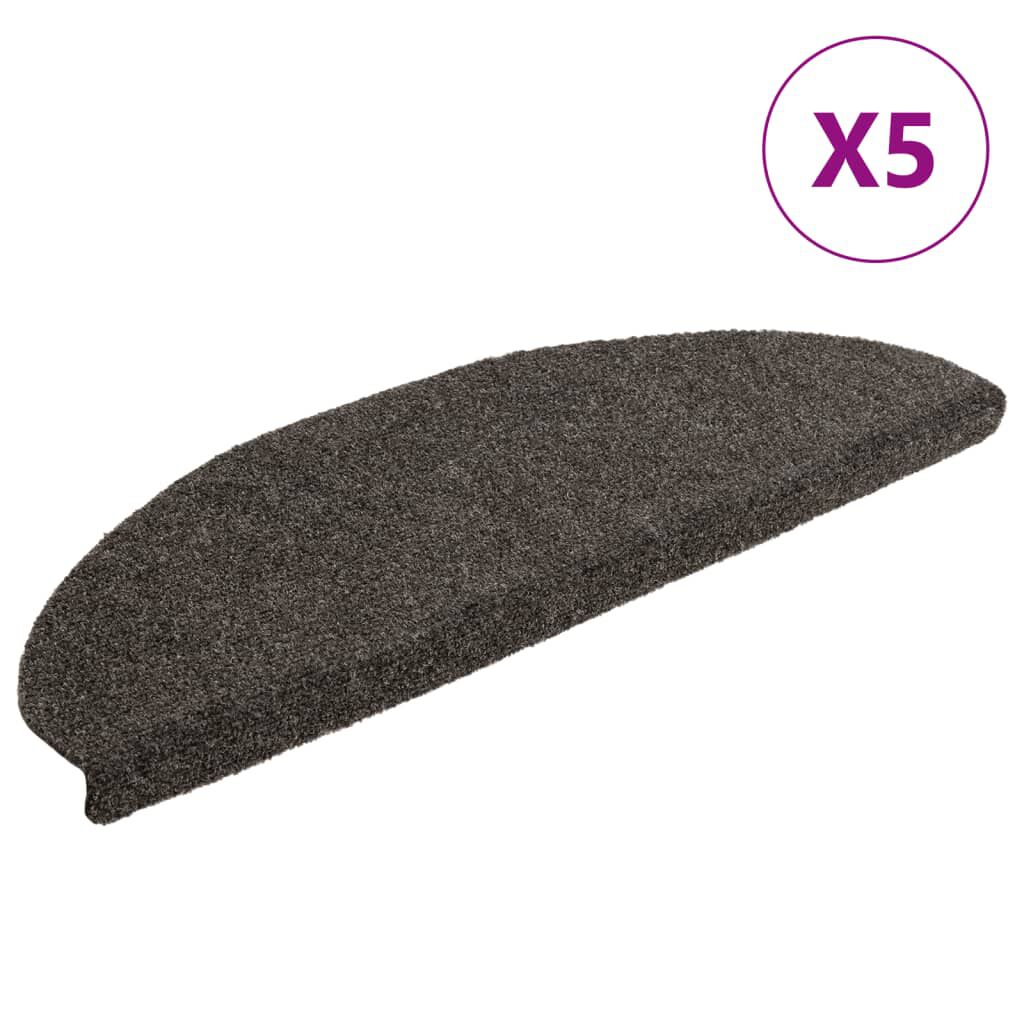 vidaXL Πατάκια Σκάλας Αυτοκόλ. 5 τεμ Ανθρακί 65x21x4 εκ Βελονιασμένο