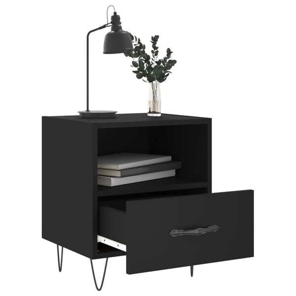 vidaXL Κομοδίνα 2 τεμ. Μαύρα 40 x 35 x 47,5 εκ. από Επεξεργασμένο Ξύλο