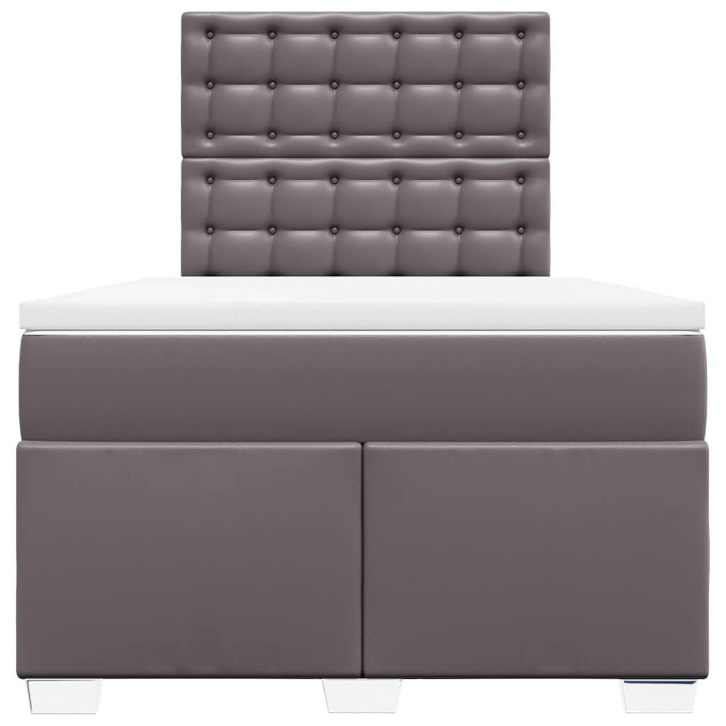 vidaXL Κρεβάτι Boxspring με Στρώμα Γκρι 120x190εκ. από Συνθετικό Δέρμα