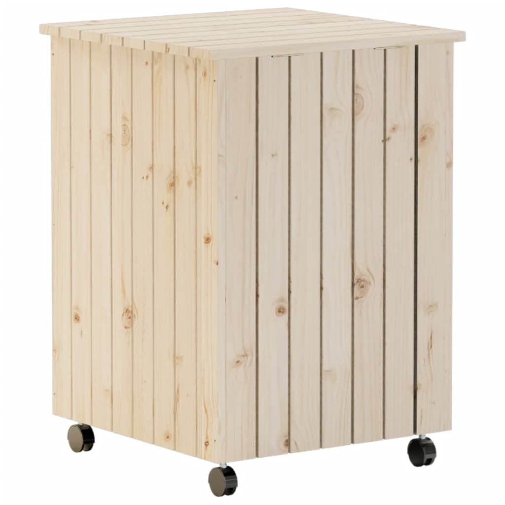 vidaXL Καλάθι Άπλυτων με Τροχούς RANA 45x45x64εκ. Μασίφ Ξύλο Πεύκου