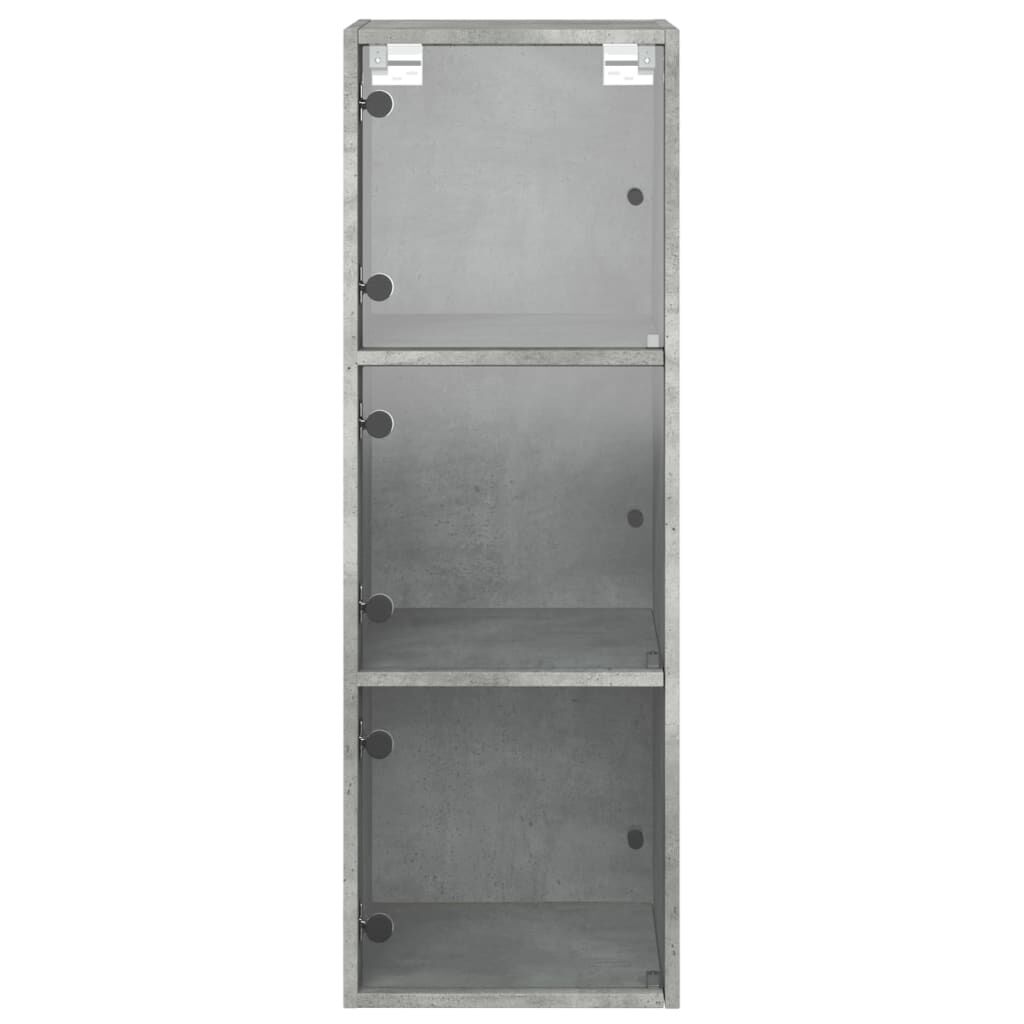 vidaXL Ντουλάπι Τοίχου Γκρι Σκυροδ. 35x37x100εκ. με Γυάλινες Πόρτες