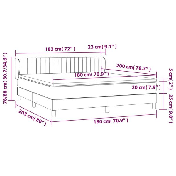 vidaXL Κρεβάτι Boxspring με Στρώμα Taupe 180x200 εκ. Υφασμάτινο