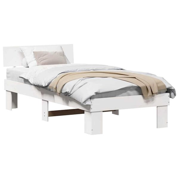 vidaXL Σκελετός Κρεβατιού Λευκό 90 x 190 cm Μασίφ ξύλο πεύκου
