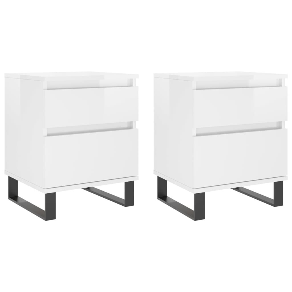 vidaXL Κομοδίνα 2 τεμ. Γυαλ. Λευκό 40 x 35 x 50 εκ. Επεξεργασμένο Ξύλο