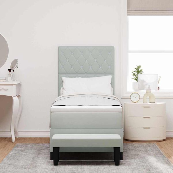 vidaXL Κρεβάτι με ελατήρια με στρώμα Ανοιχτό γκρι 80 x 200 cm Βελούδο