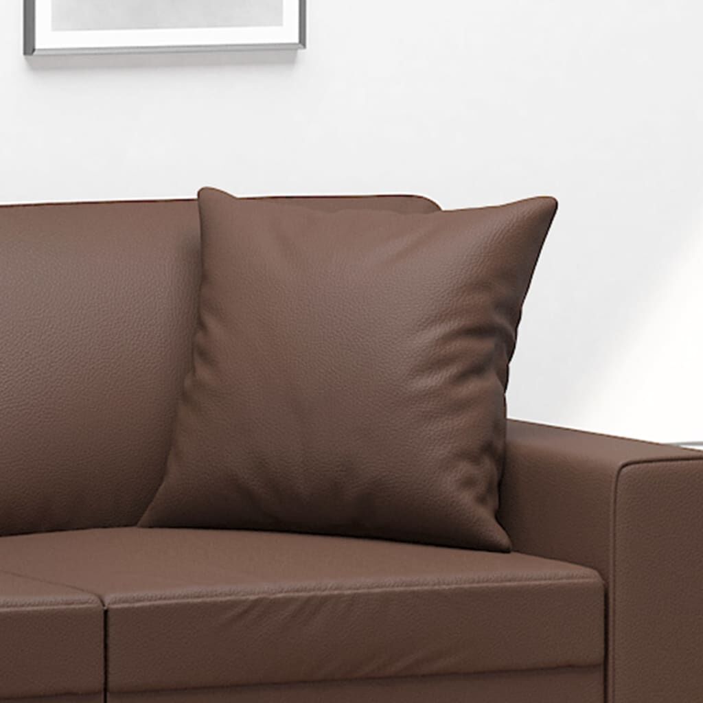 vidaXL Μαξιλάρια Διακοσμητικά 2 τεμ. Καφέ 40 x 40 εκ. Συνθετικό Δέρμα