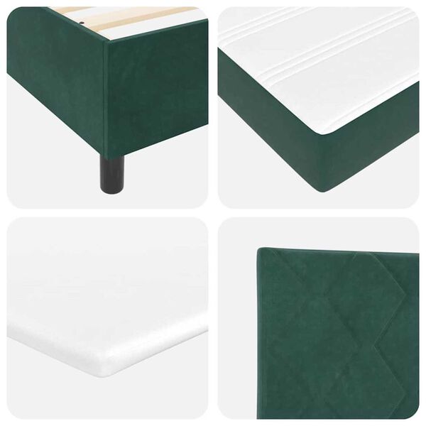 vidaXL Κρεβάτι με ελατήρια Σκούρο πράσινο 140 x 190 cm Βελούδο