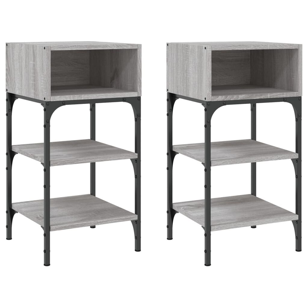 vidaXL Κομοδίνα 2 τεμ. Γκρι Sonoma 35x34,5x70 εκ. Επεξεργασμένο Ξύλο