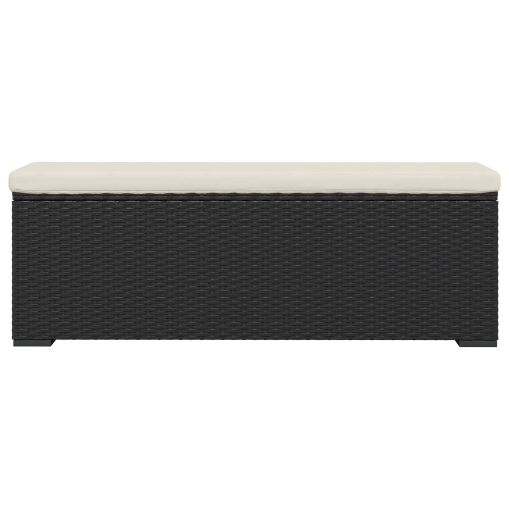 vidaXL Σκαμπό με Μαξιλάρι Μαύρο 110 x 30 x 40 εκ. από Συνθετικό Ρατάν