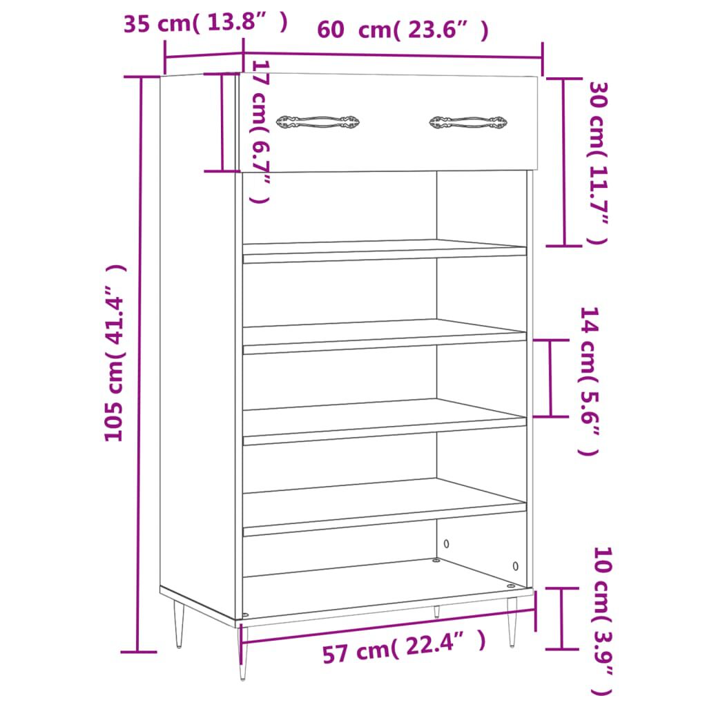 vidaXL Παπουτσοθήκη Καπνιστή Δρυς 60 x 35 x 105εκ. από Επεξεργ. Ξύλο