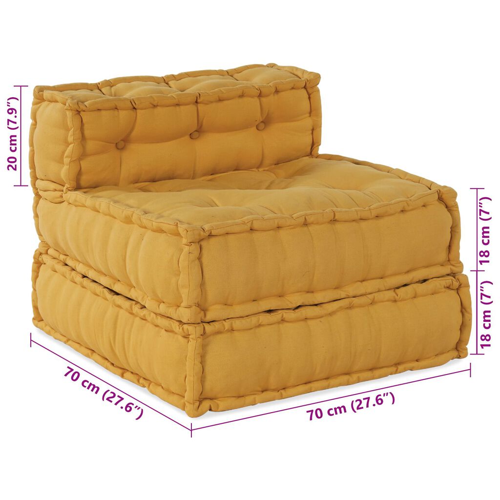 vidaXL Modular Pouffes 3 τμχ Κίτρινο Ύφασμα