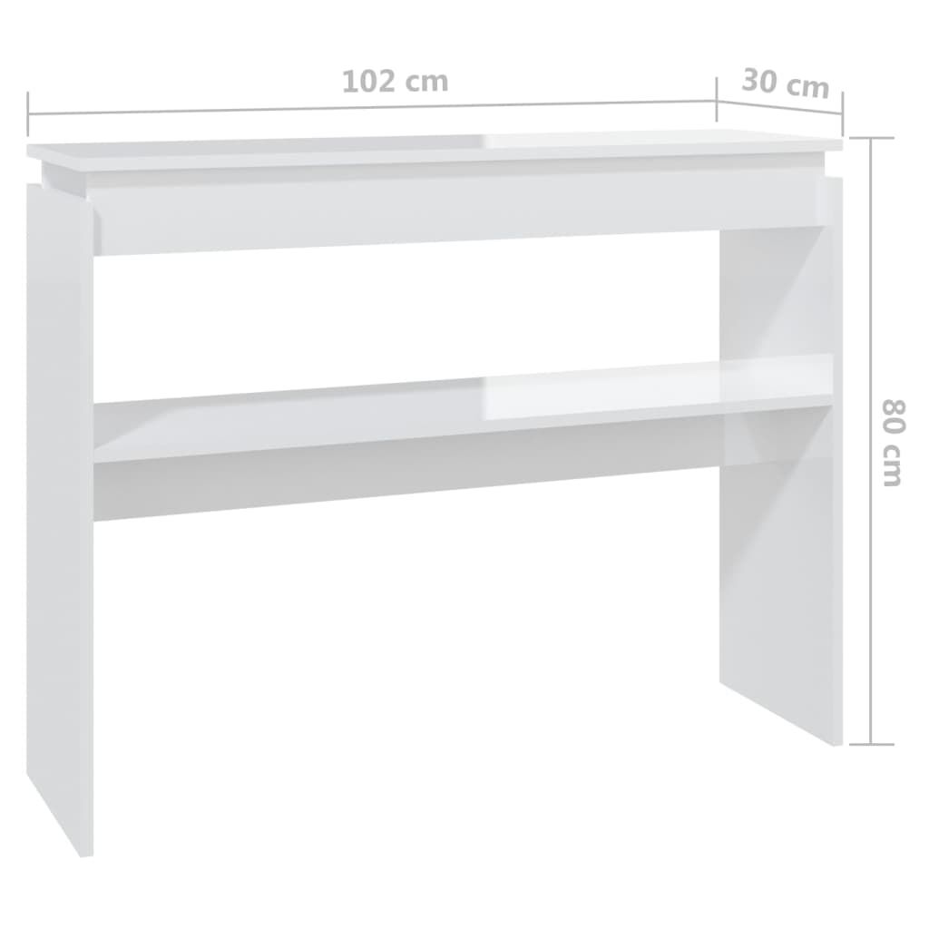 vidaXL Τραπεζάκι Κονσόλα Γυαλιστερό Λευκό 102 x 30 x 80 εκ. Επεξ. Ξύλο