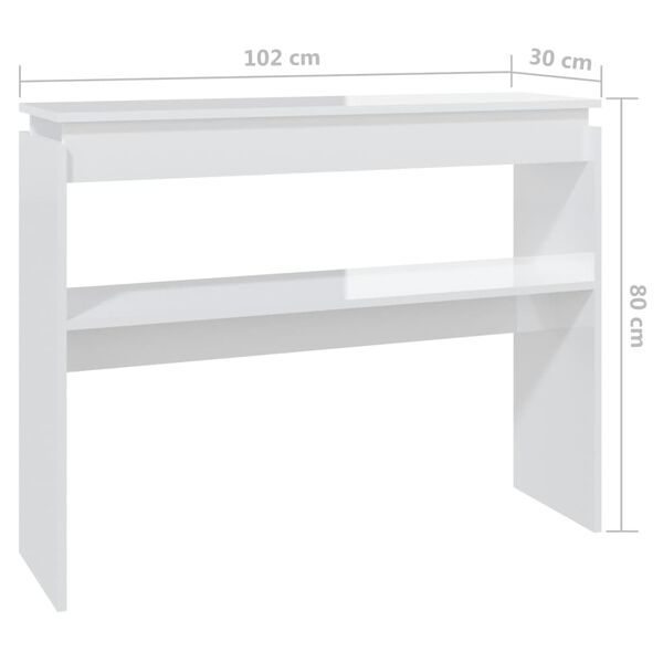 vidaXL Τραπεζάκι Κονσόλα Γυαλιστερό Λευκό 102 x 30 x 80 εκ. Επεξ. Ξύλο