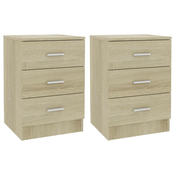 vidaXL Κομοδίνα 2 τεμ. Χρώμα Sonoma Δρυς 38x35x56 εκ. από Επεξ. Ξύλο