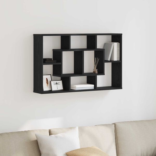 vidaXL Ράφι Τοίχου - Μαύρη Δρυς, 85 x 16 x 52.5 εκ., Φτιαγμένο από Επεξεργασμένο Ξύλο