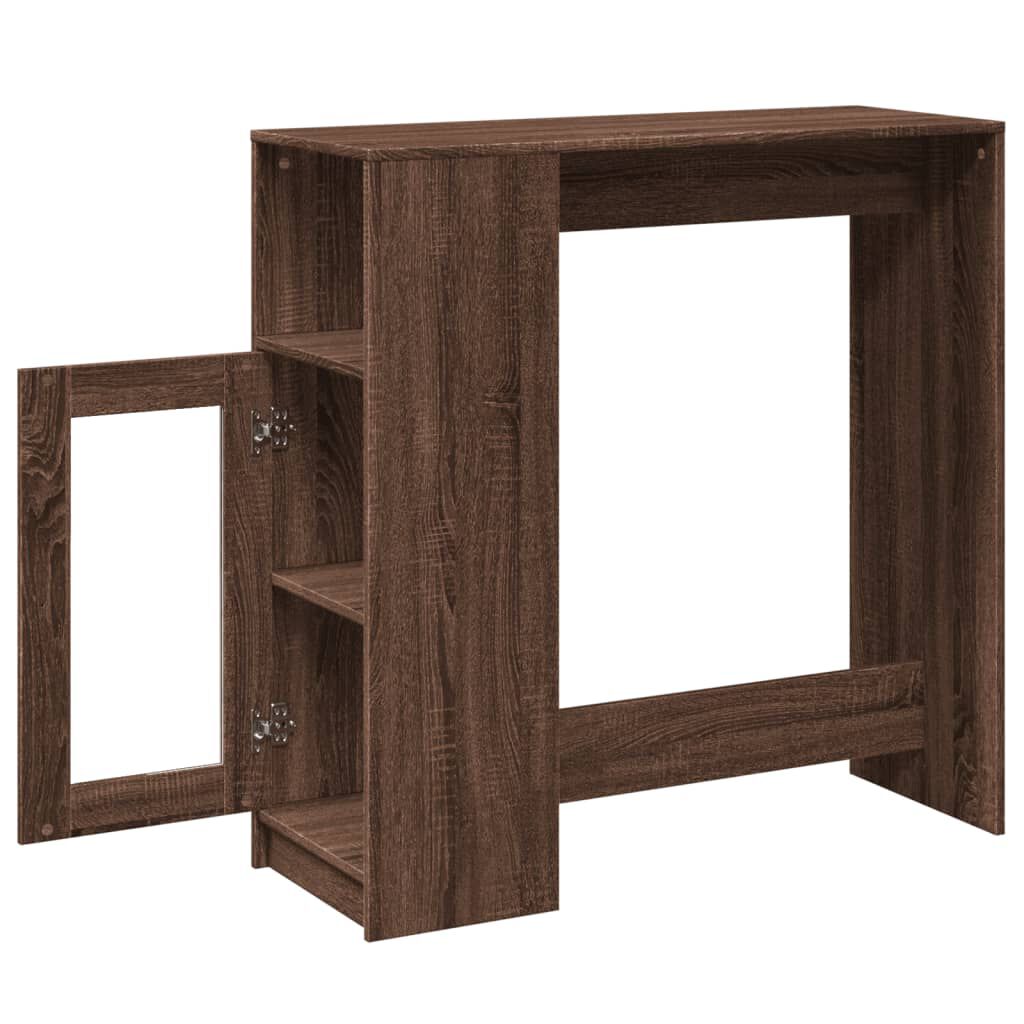 vidaXL Τραπέζι Μπαρ με Ράγες Καφέ Δρυς 101x40x103,5 εκ. Επεξεργ. Ξύλο