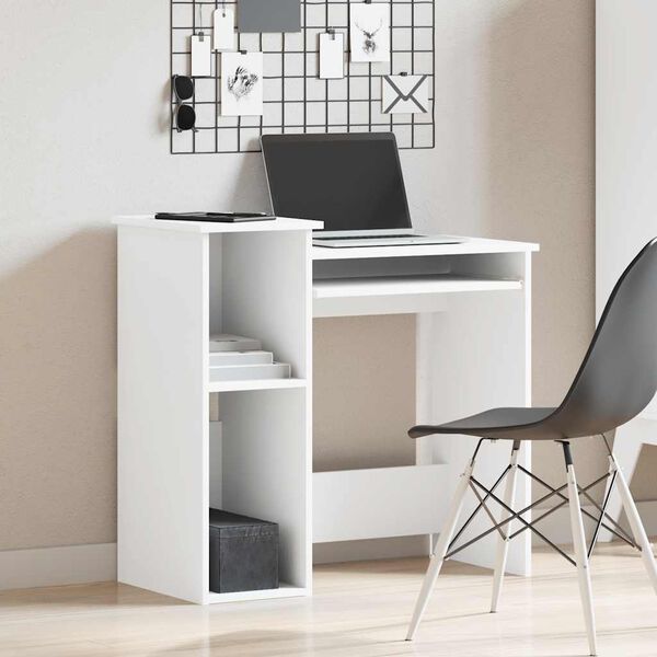 Γραφείο vidaXL με ράφια Λευκό 84x40x78 cm Κατασκευασμένο ξύλο