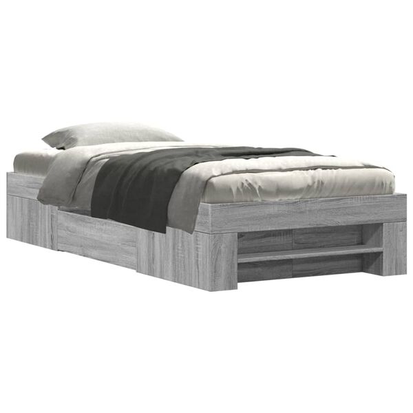 vidaXL Πλαίσιο Κρεβατιού Γκρι Sonoma 90 x 190 εκ. Επεξεργασμένο Ξύλο