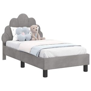 vidaXL Κρεβατική βάση για παιδιά με προσκέφαλο Ανοιχτό γκρι