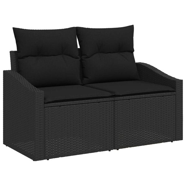 vidaXL Σετ Καναπέ Κήπου με μαξιλάρι 5 pcs Μαύρο Πολυ ράταν