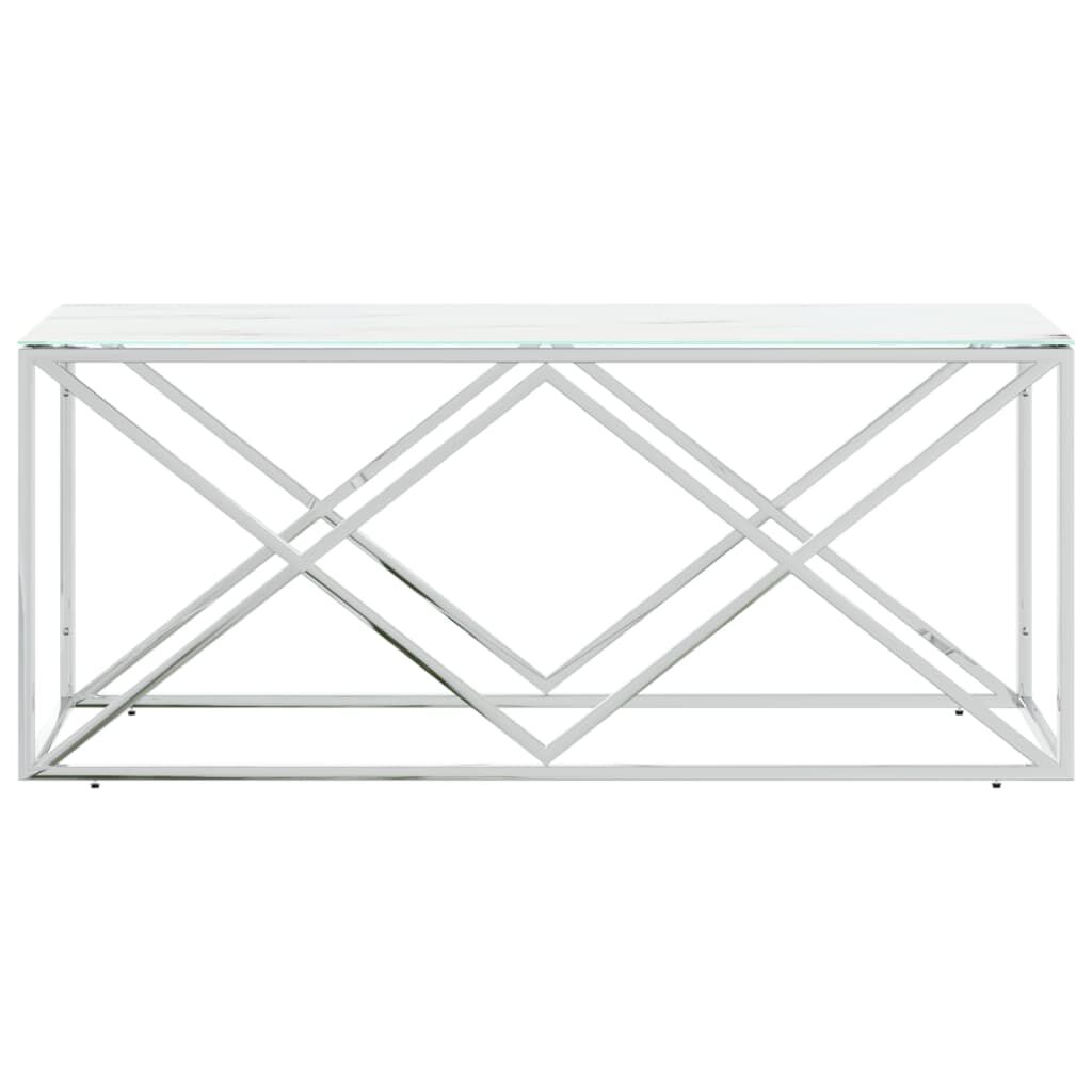 vidaXL Τραπέζι Σαλονιού 110x45x45 εκ. από Ανοξ. Ατσάλι και Γυαλί