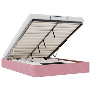 vidaXL Οθωμανικό πλαίσιο κρεβατιού χωρίς στρώμα ροζ 140x190 cm Velvet