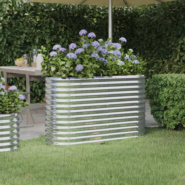 vidaXL Ζαρντινιέρα Ασημί 114x40x68 εκ. Ατσάλι με Ηλεκτρ. Βαφή Πούδρας
