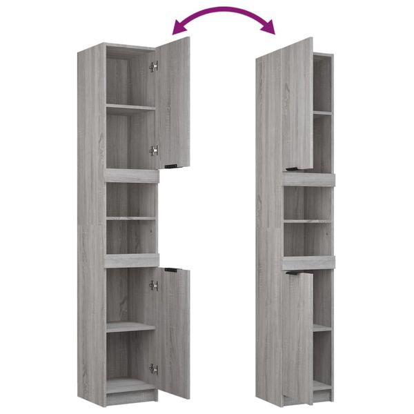 vidaXL Ντουλάπι Μπάνιου Γκρι Sonoma 32x34x188,5 εκ. Επεξεργασμένο Ξύλο