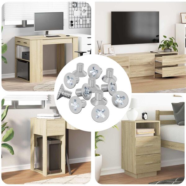 vidaXL &Beta;ί&delta;&epsilon;&sigmaf; &mu;&epsilon; &Sigma;&kappa;&omicron;ύ&rho;&omicron; &Kappa;&epsilon;&phi;ά&lambda;&iota; 12 pcs &Alpha;&sigma;&eta;&mu;ί M4 x 6 &chi;&lambda;&sigma;&tau; &Sigma;ί&delta;&epsilon;&rho;&omicron;