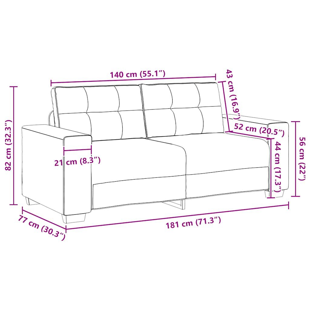 vidaXL Καναπέας Loveseat Σκούρο Γκρι 140 εκ σε Τεχνητό Δέρμα