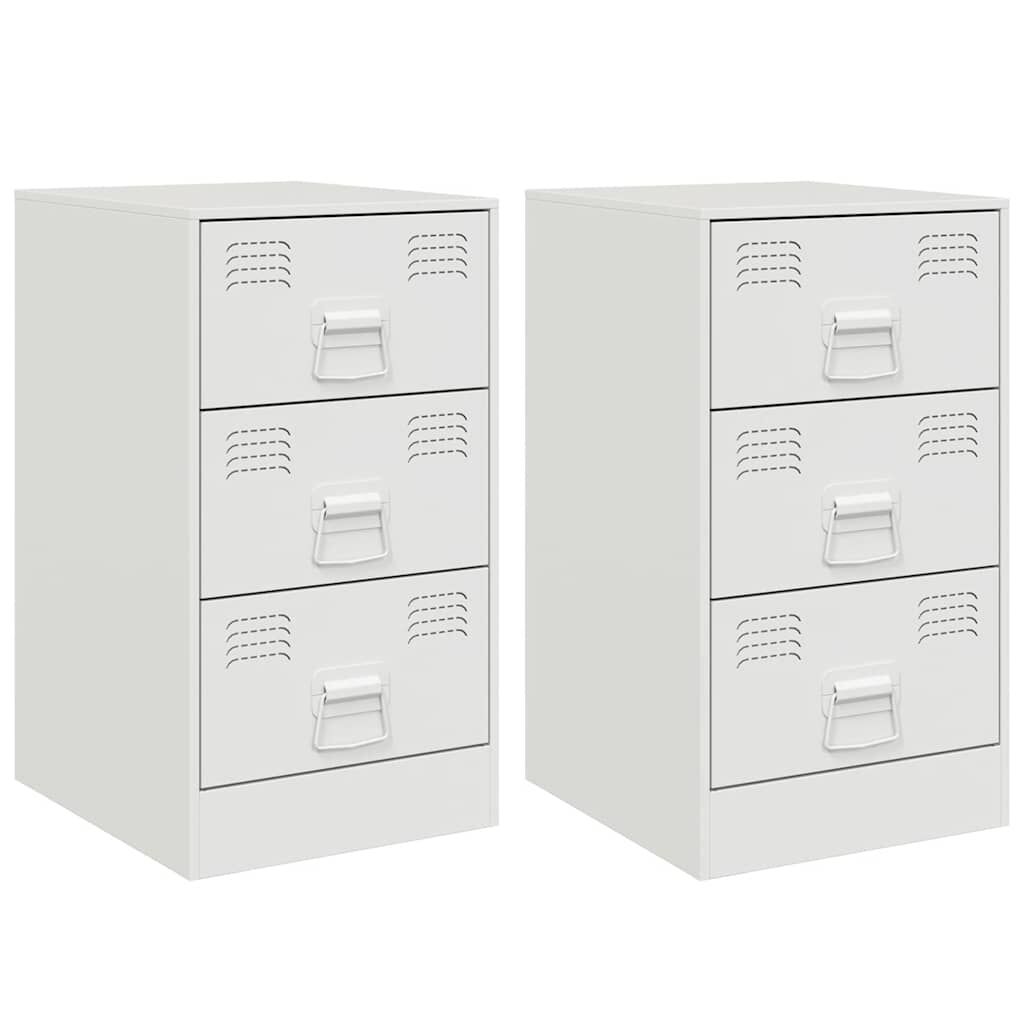 vidaXL Κομοδίνα 2 τεμ. Λευκό 34,5x39x62 εκ. από Χάλυβα