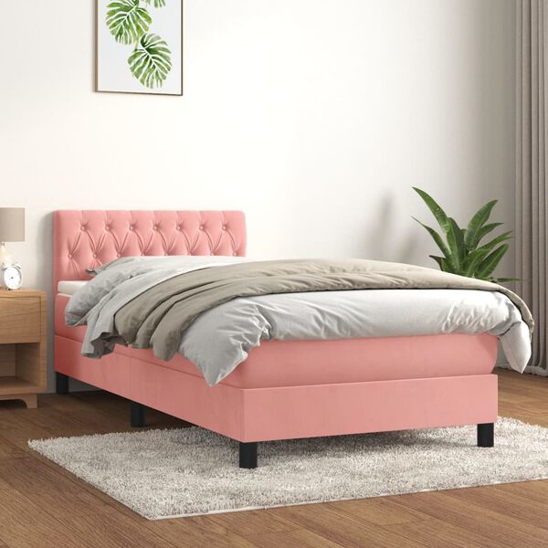 vidaXL &Kappa;&rho;&epsilon;&beta;ά&tau;&iota; Boxspring &mu;&epsilon; &Sigma;&tau;&rho;ώ&mu;&alpha; &Rho;&omicron;&zeta; 90x200 &epsilon;&kappa;. &Beta;&epsilon;&lambda;&omicron;ύ&delta;&iota;&nu;&omicron;