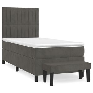 vidaXL Κρεβάτι Boxspring με Στρώμα Σκούρο Γκρι 90x200 εκ. Βελούδινο
