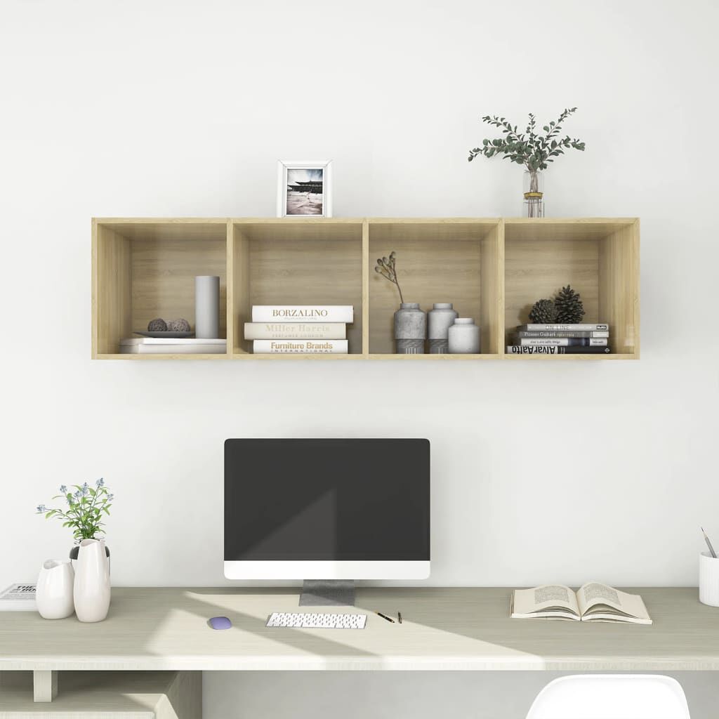 vidaXL Έπιπλο Τηλεόρασης Κρεμαστό Δρυς 37x37x142,5 εκ. από Επεξ. Ξύλο