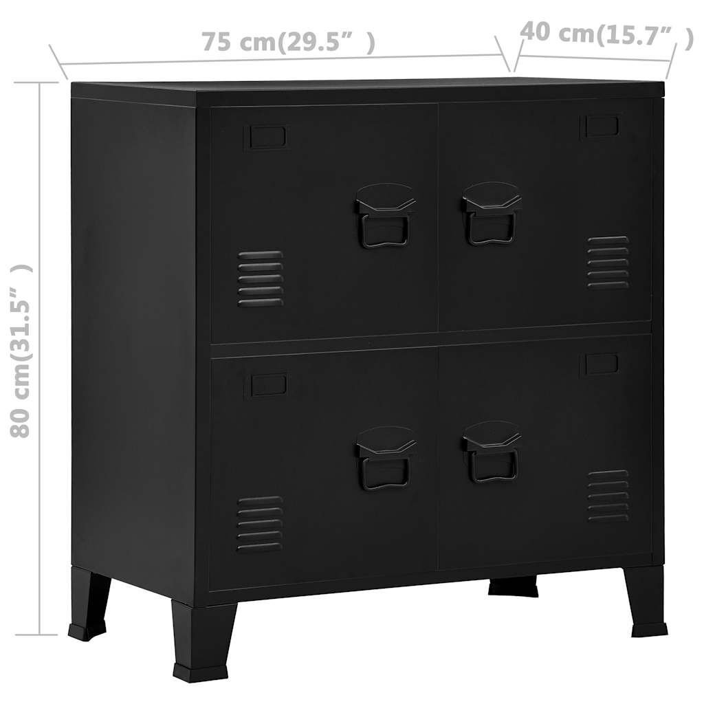 vidaXL Αρχειοθήκη Βιομηχανικού Στιλ Μαύρη 75 x 40 x 80 εκ. Ατσάλινη