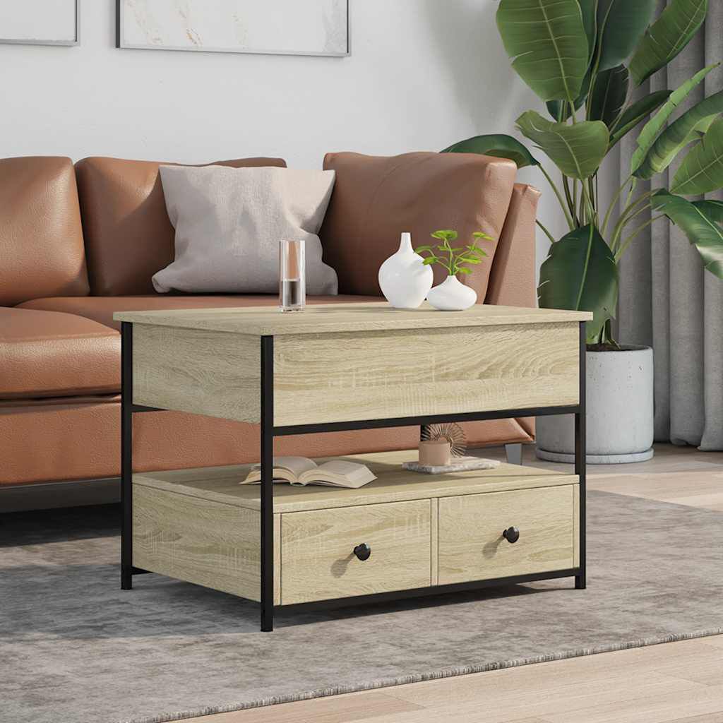 vidaXL Τραπεζάκι Σαλονιού Sonoma Δρυς 70x50x50 εκ. Επ. Ξύλο & Μέταλλο