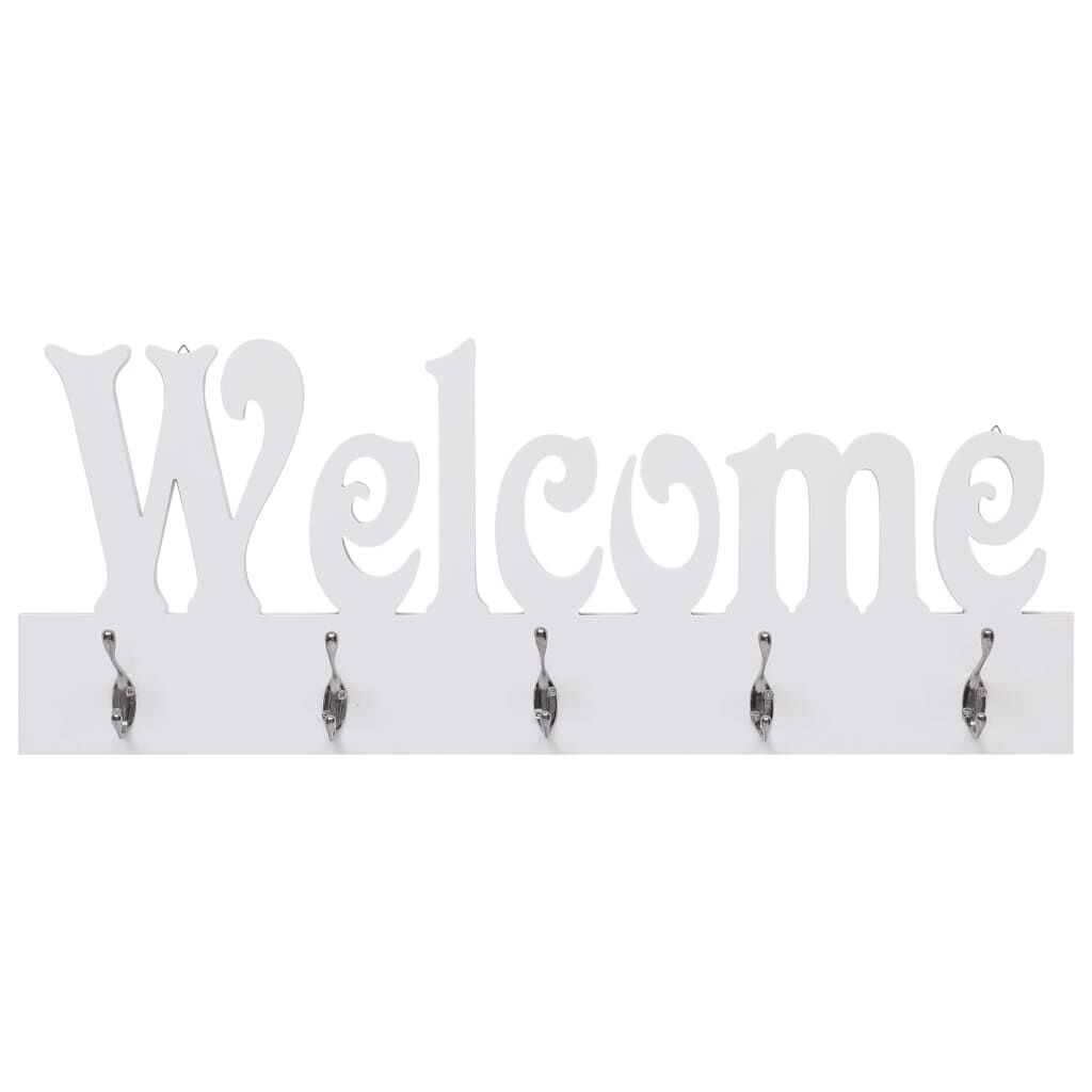 vidaXL Κρεμάστρα Τοίχου «WELCOME» Λευκή 74 x 29,5 εκ.